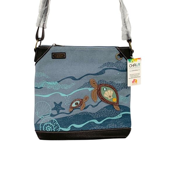 Chala Turtles Canvas Crossbody Tote Bag Purse NWT - Picture 2 of 8